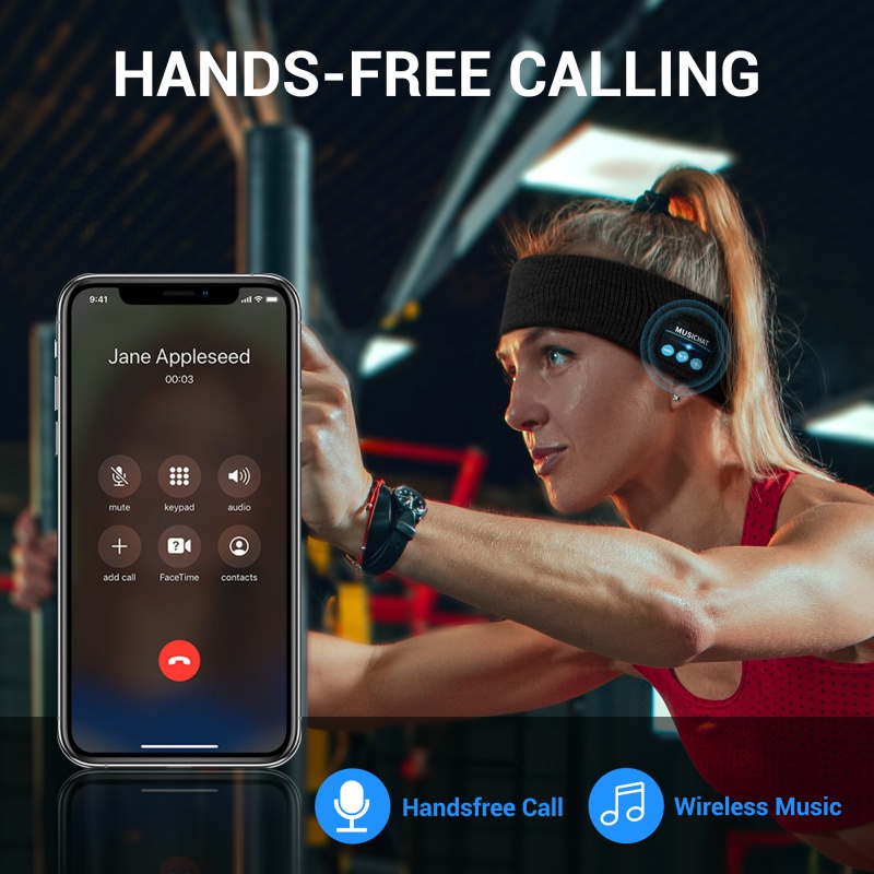 New Music Sport Headband,Removable and Washable Breathable Fitness Sweatband with USB Charging and Wireless Bluetooth Connection