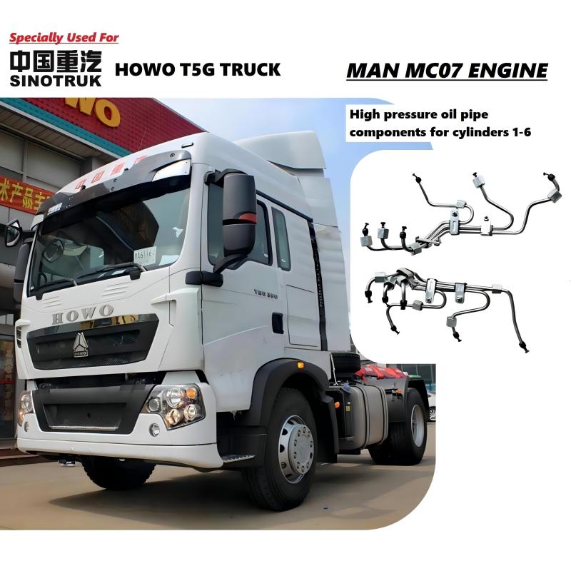 Specially Used For HOWO T5G Truck MAN MC07 Engine Original Quality High Pressure Oil Pipe 080V10300-615 MAN Engine Parts