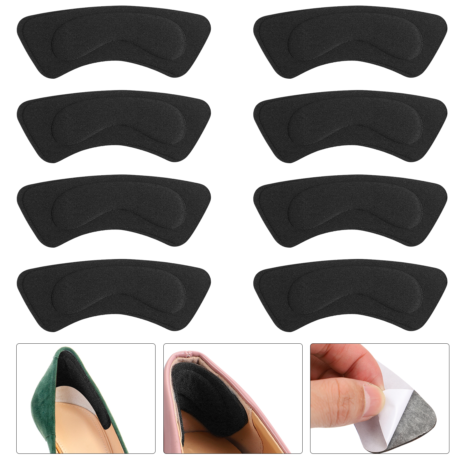 8 Pairs Heel Sticker Black High Heels Pad Anti Wear Feet Polyester Shoes Cushion Women Pumps Plantar Fasciitis Pain Relief