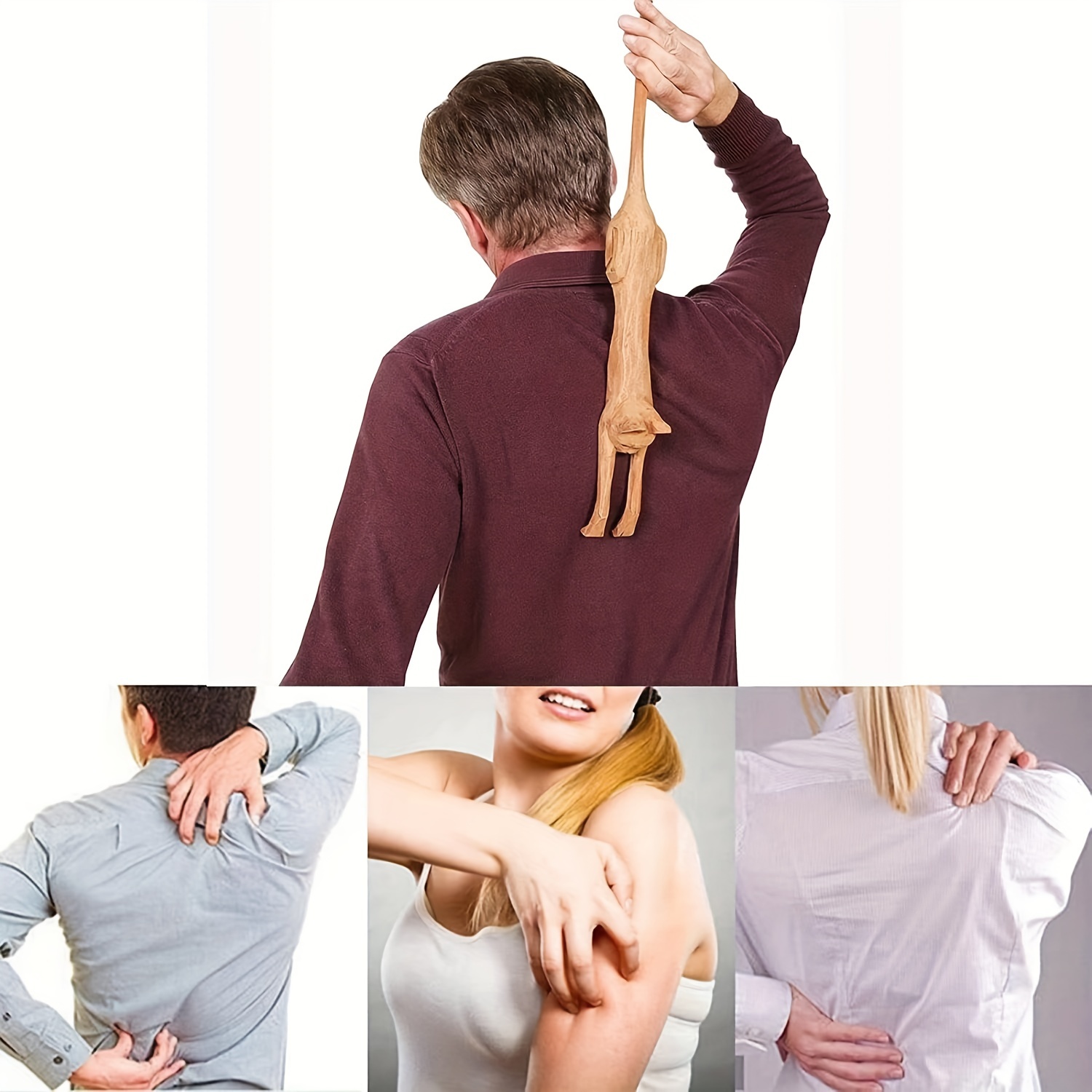 Wood Back Scratcher Cat Shaped Back Massager Wooden Back Tickle Scratch Tool Self- Back Itching Scratcher