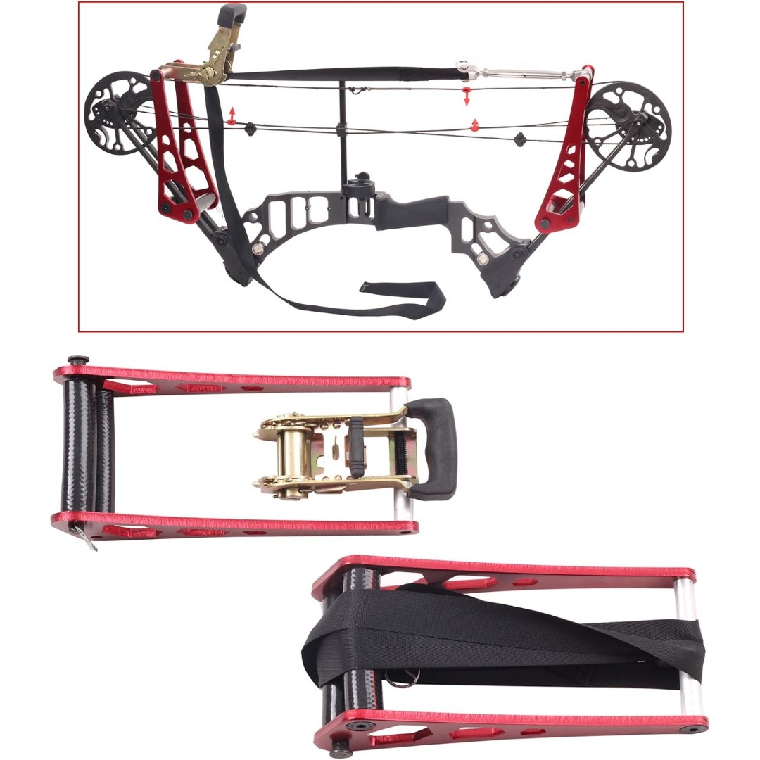 Portable Compound Bow Press Kit - 1.3m Rope & Ratchet System for Limb Adjustments, String Changes and Archery Maintenance