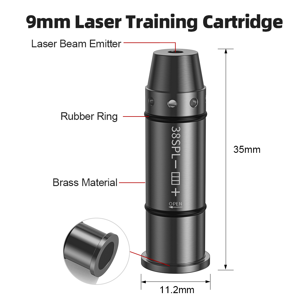 38SPL Red Dot Laser Training Cartridge Dry Fire Tactical Bullet Trainer for Pistol Marksmanship