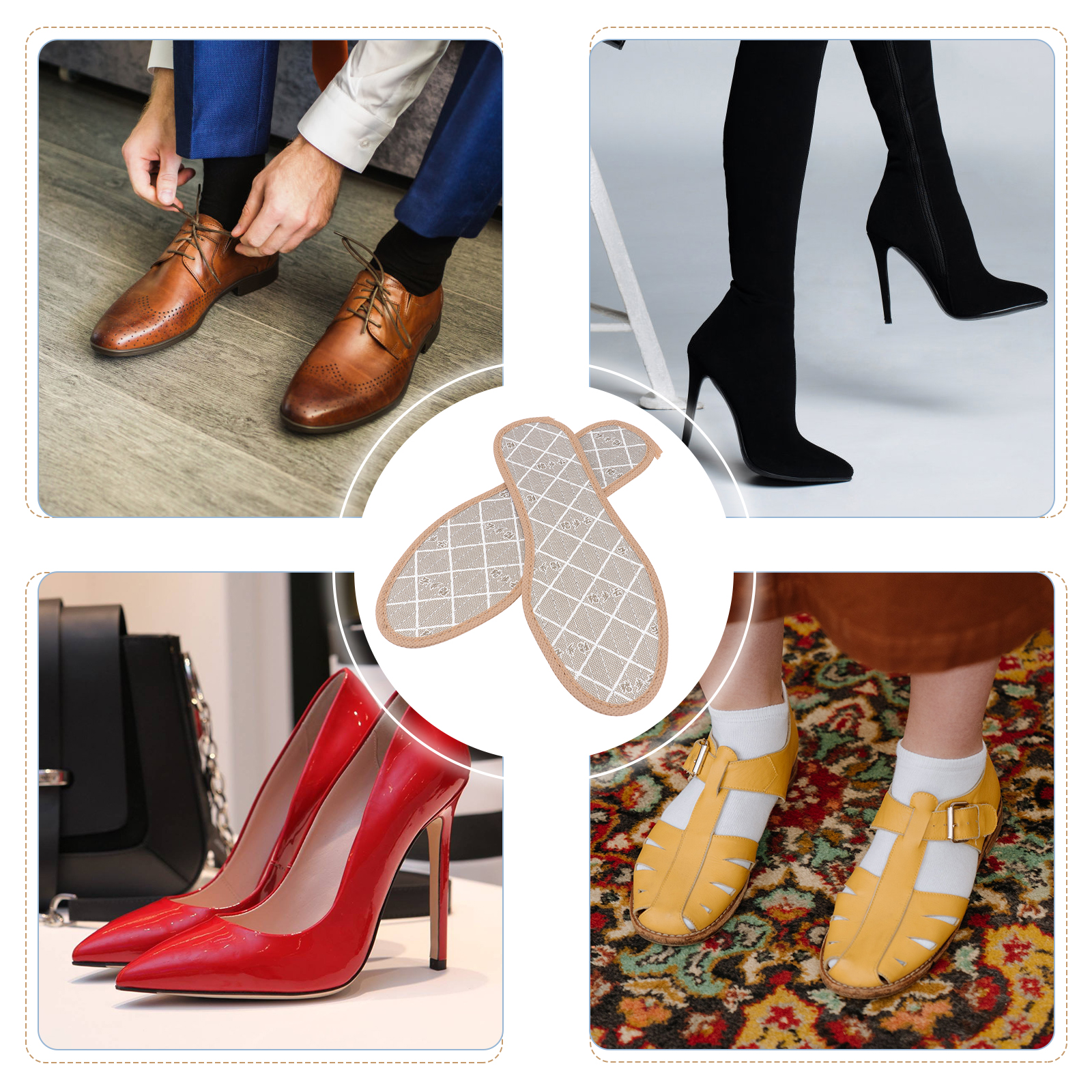 4 Pairs Shoe Pads Deodorizing Insole Sweat Absorbing Insoles Inserts Foot Bamboo Charcoal Man