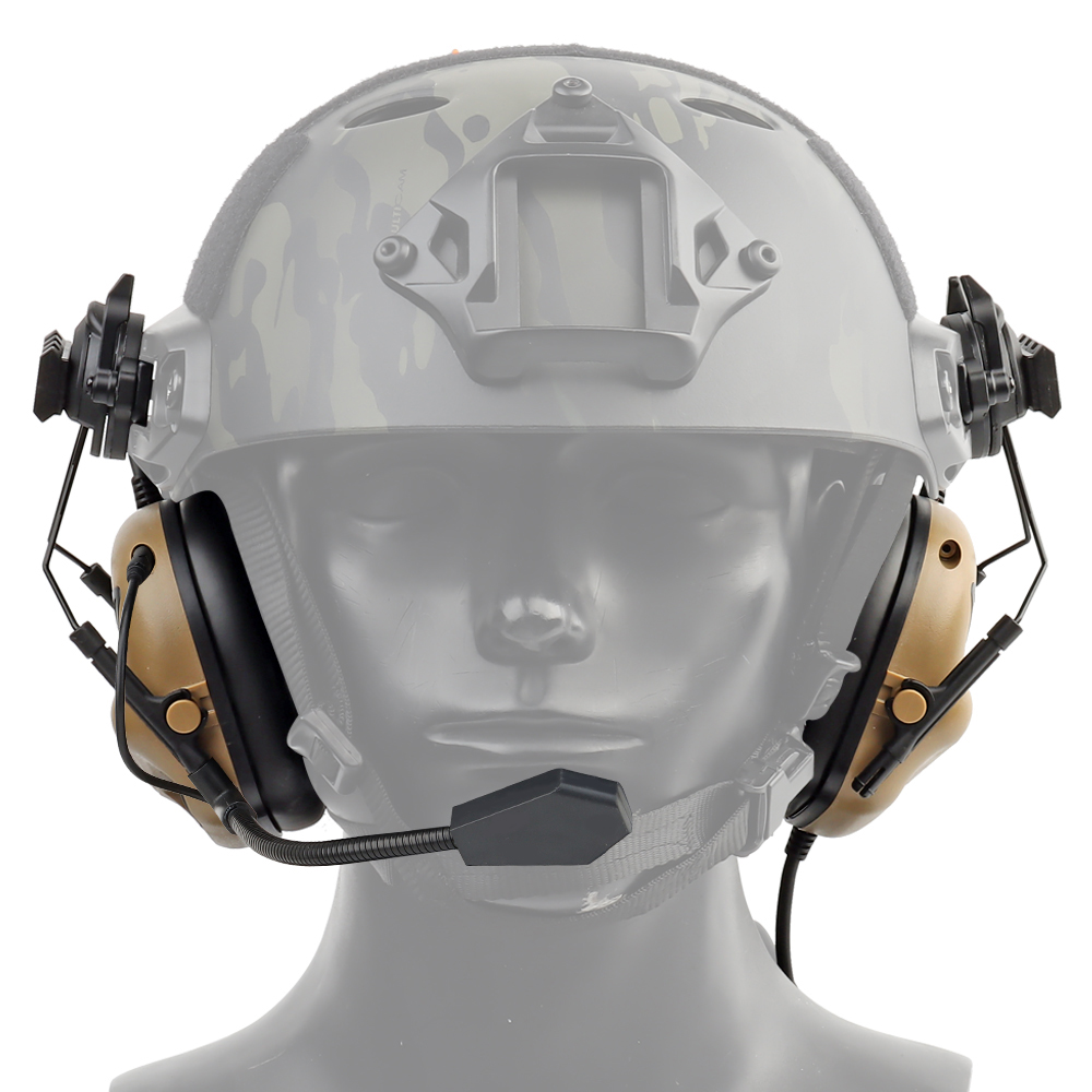 Tactical Helmet Headsets With Fast Helmet Rail Adapter Without Noise Reduction Headphone Shooting Military Communication Headset