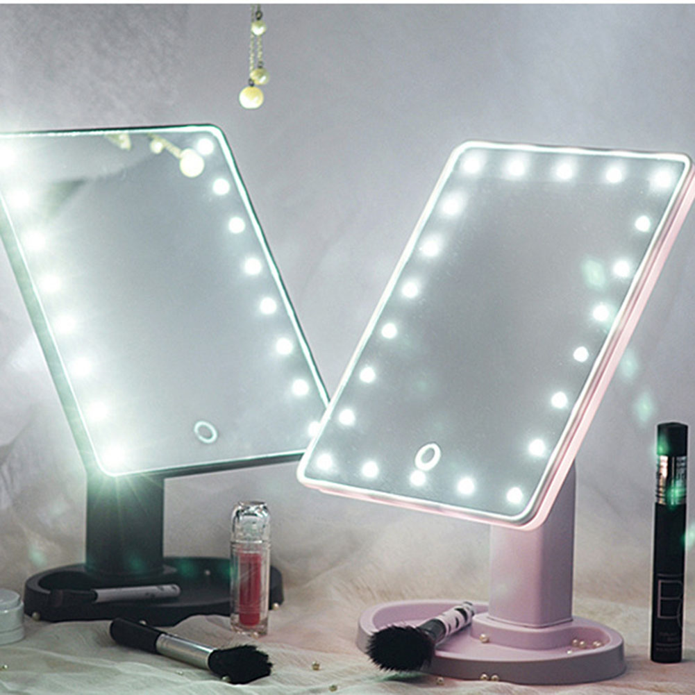 Professional LED Light Makeup Mirror Rotatable 22 Lamp Adjustable Light 16/22 TouchScreen Table Mirror For Lady Portable Student