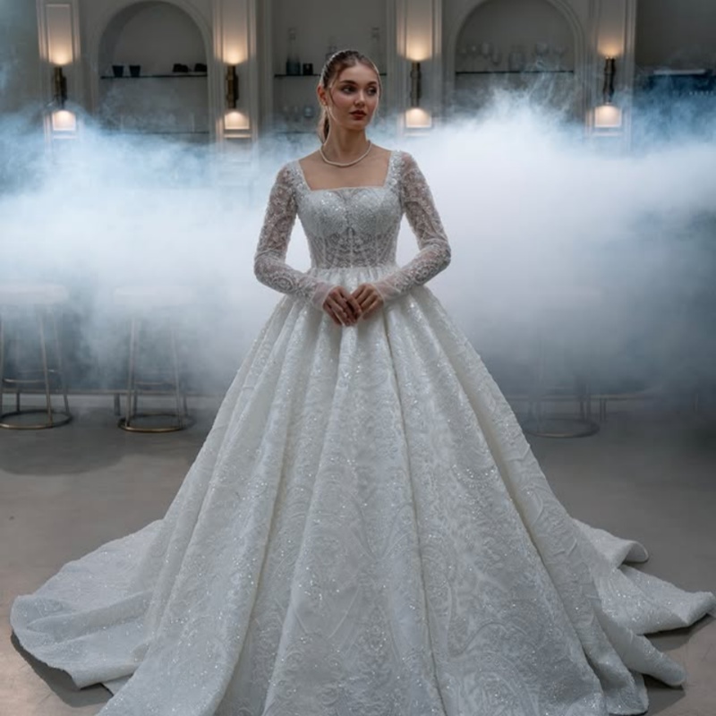 Customized Shiny ivory Ball Gown Royal Wedding Dresses Sweetheart crystal decal applique Lace Long tail vent  Made Robe De