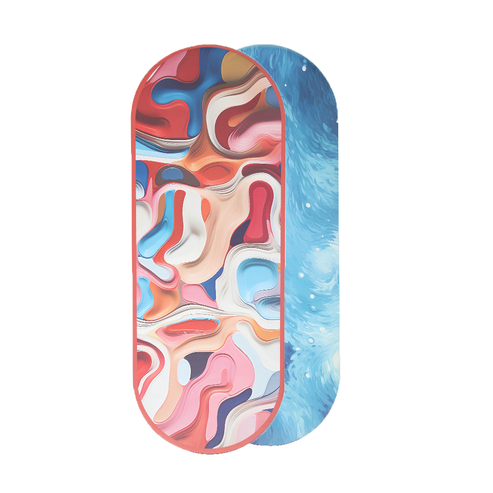 New Custom Two Ends Round Oval Capsule Shape Arched Pu Yoga Mat Natural Rubber Shape Oval Mat Yoga