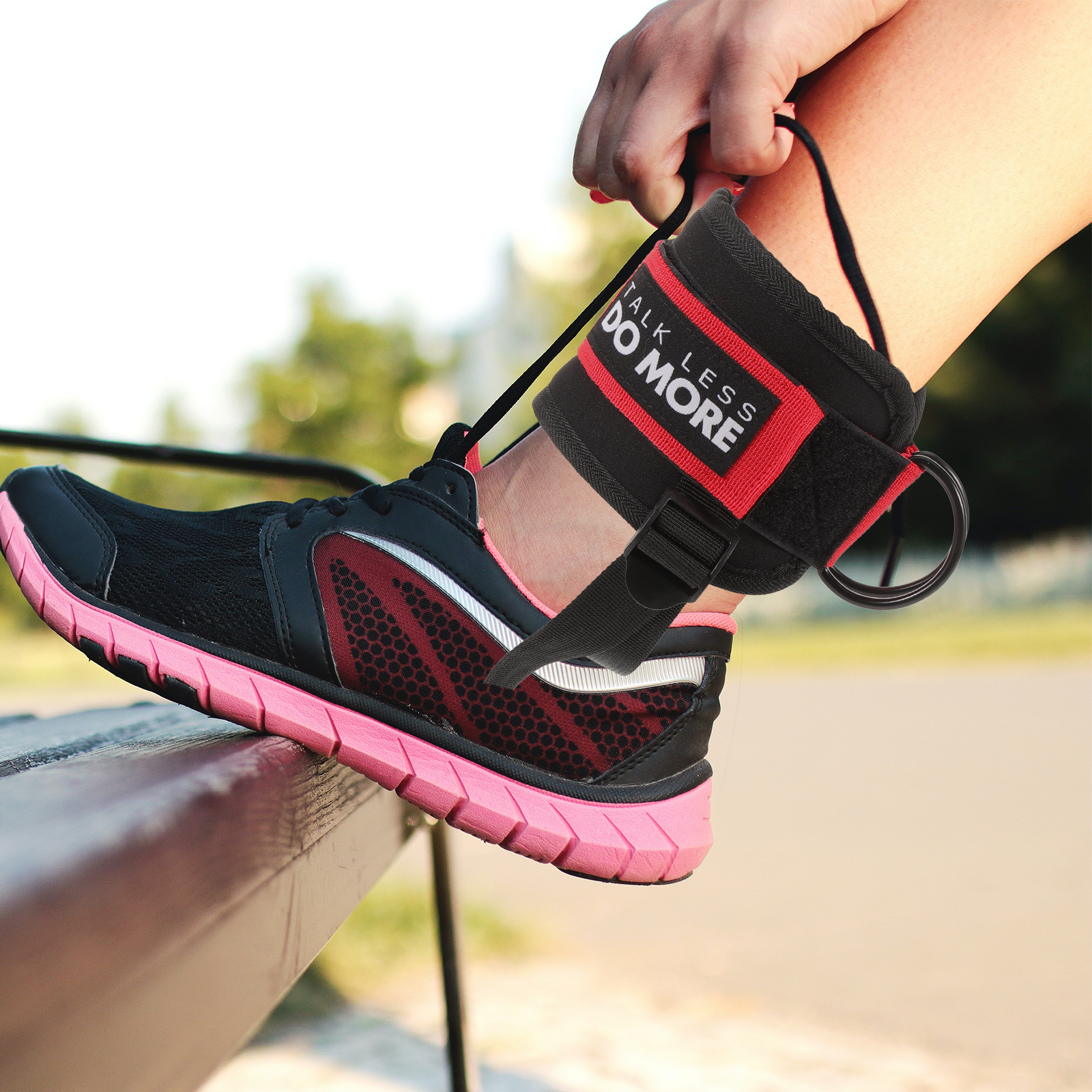 Ankle Straps Dumbbell Foot Attachment Cable Leg Strength Training Red One Size Wear Resistant Ankle Cuffs Home Supply