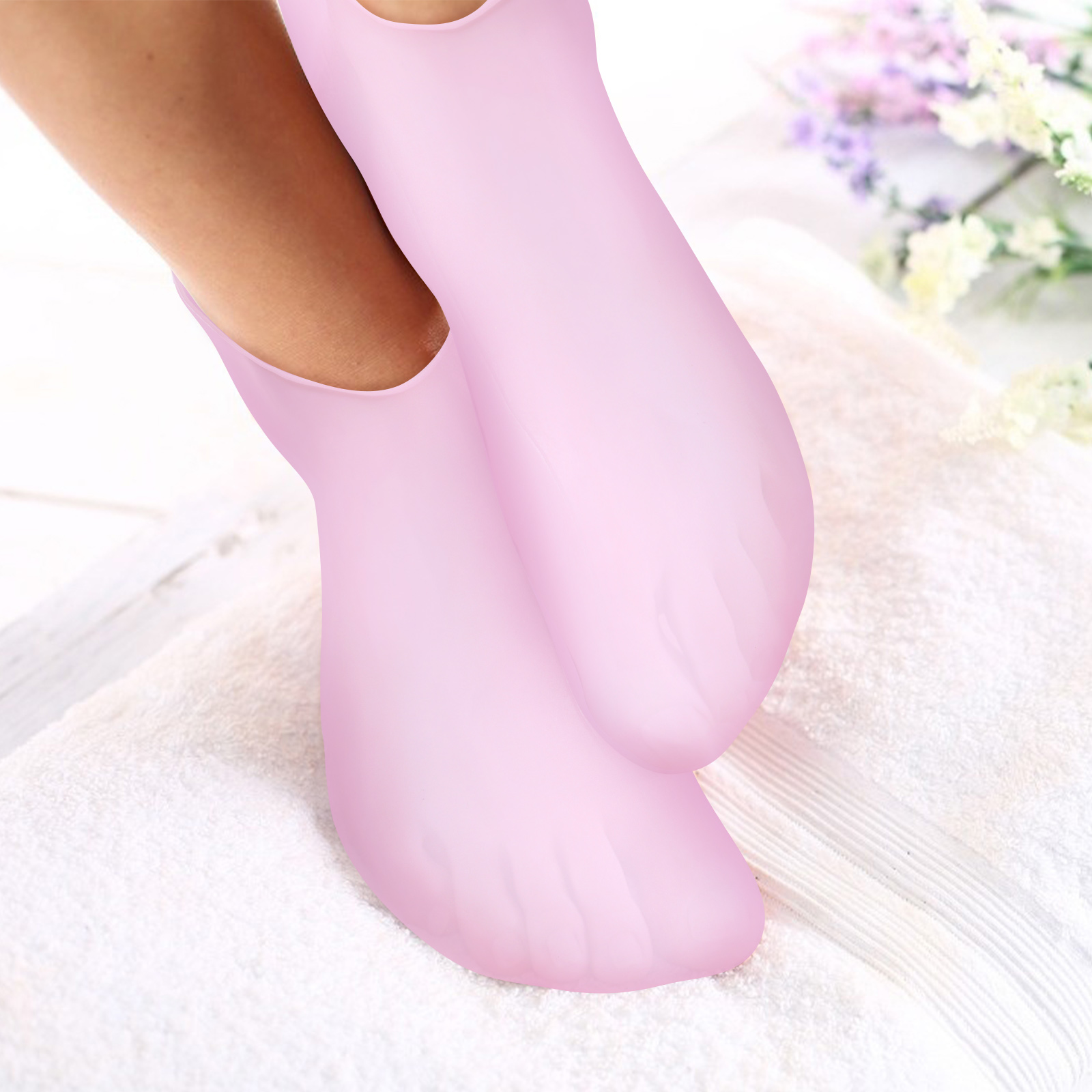 Silicone Socks for Women Beige Moisturizing Spa Gel Foot Care Comfortable Elastic Feet Cover Tools Dry