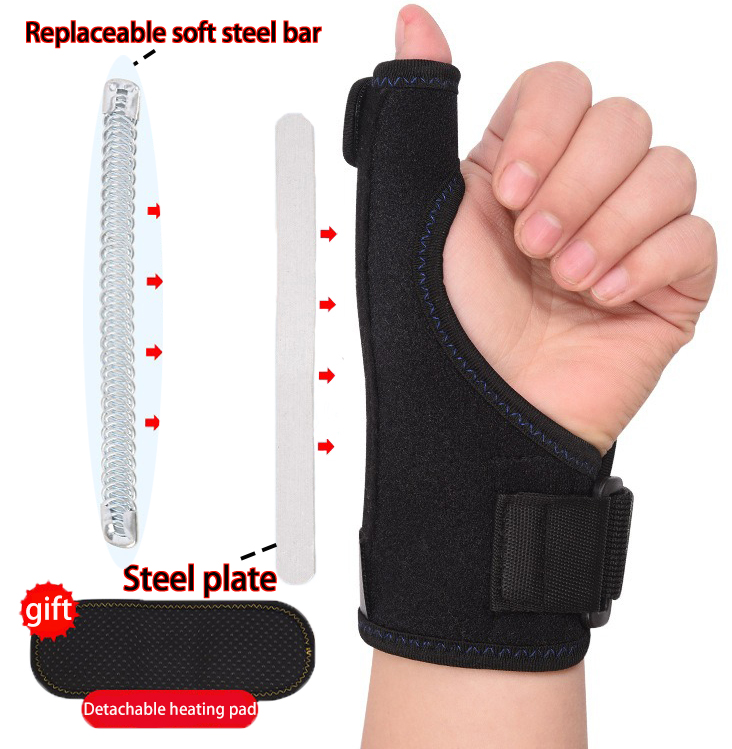 1PC Finger Clamp Thumb Strap Fingers Steel Plate Supported Tendon Sheath Gloves Protective thumb Wrist Guard Hand Support Black