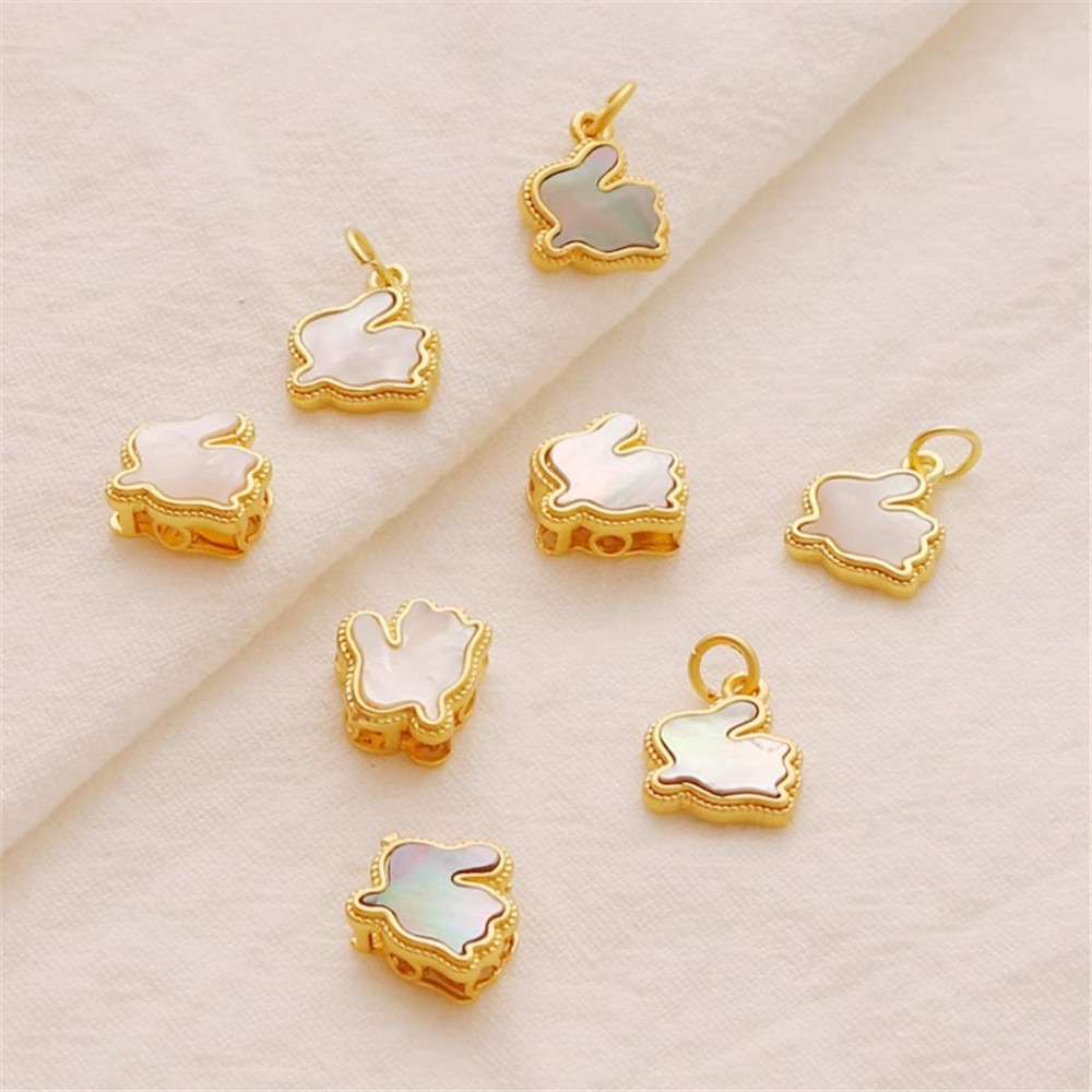 Ancient Method Gold Matte White Butterfly Black Shell Rabbit Pendant Bead Diy Handmade Material Jewelry Accessories Charm Pendan