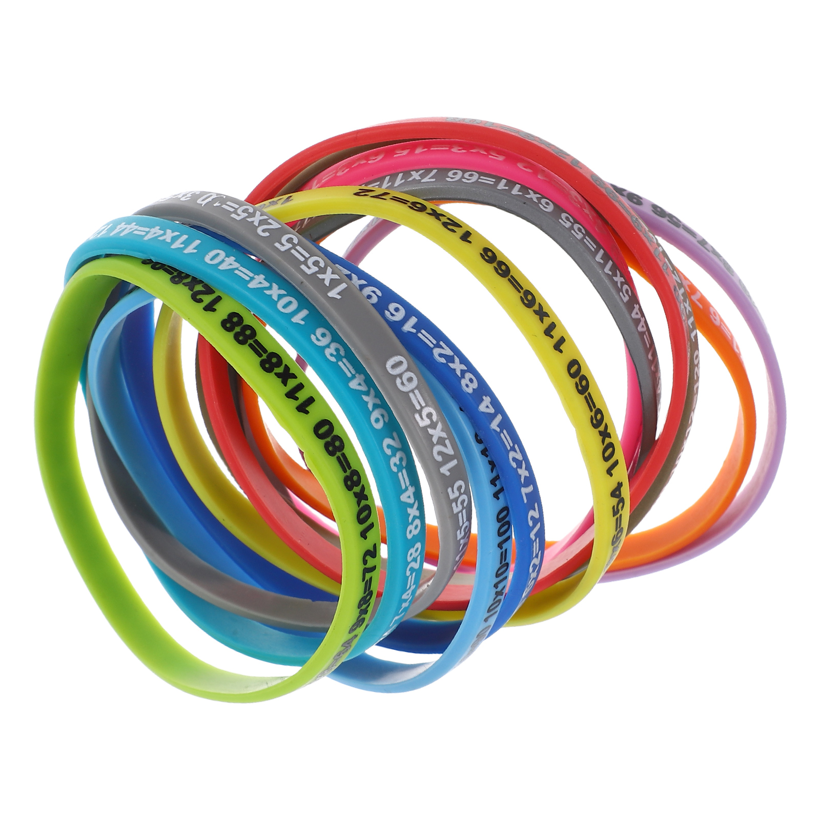 12pcs Multiplication Tables Bracelet Silicone Wristband Educational Decoration Learning Tool for Kids Students Wrist Ornament