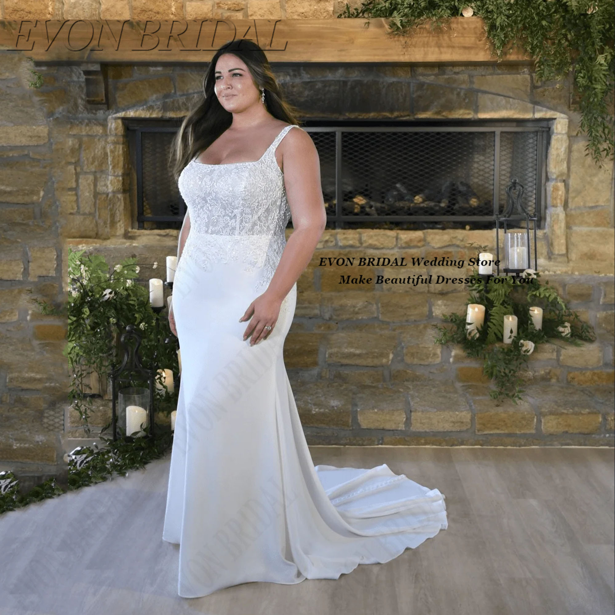 Appliques Fishtail Wedding Dress Large Sizes Generous Backless Bride Gowns 2025 Modern Civil Wedding Gown EVON BRIDA Customized