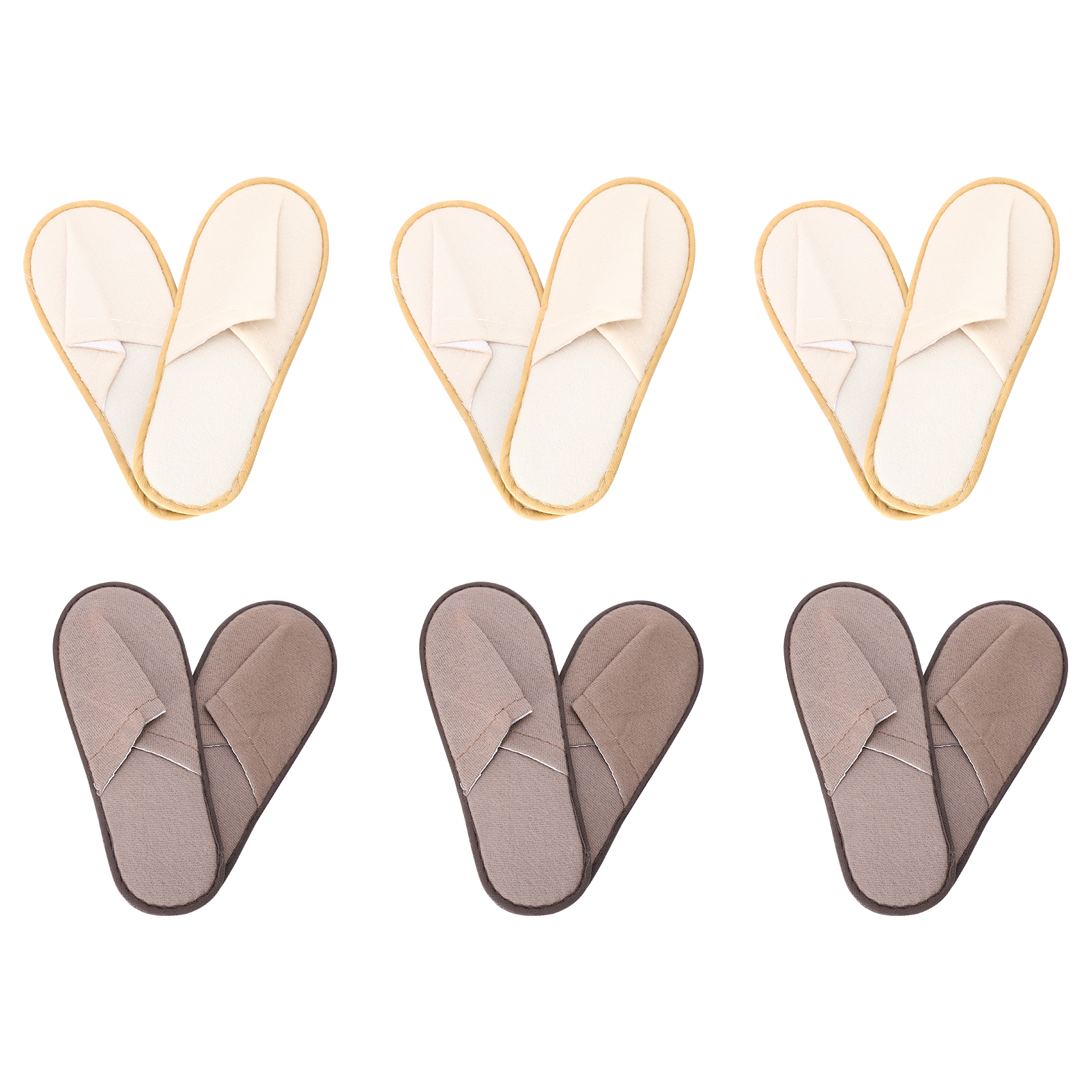 12 Pairs Disposable Slippers Brushed Cloth EVA Material Coffee Beige Large Size Home Hotel Salon Use Lightweight Floor Slippers