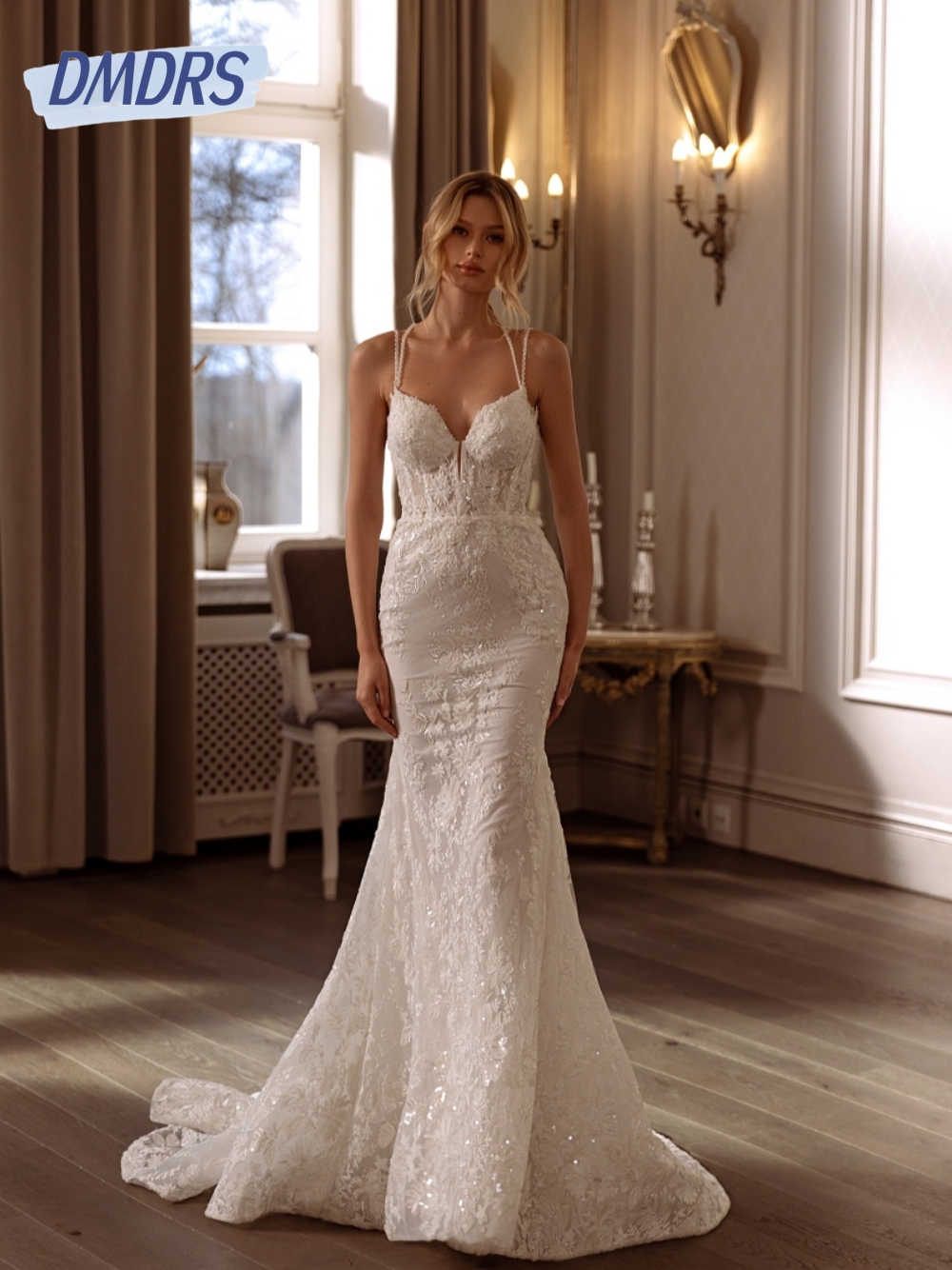 Glitter Mermaid Wedding Dresses Sleeveless Backless Dress For Bride Graceful Sequins Appliques Bridal Gown Vestido De Novia