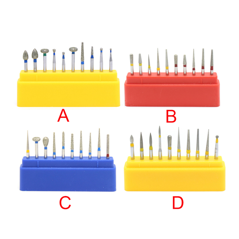 10Pcs Dental Burs Drill for High Speed Handpiece Dental High Speed Diamond Burs Dentist Polish Tool