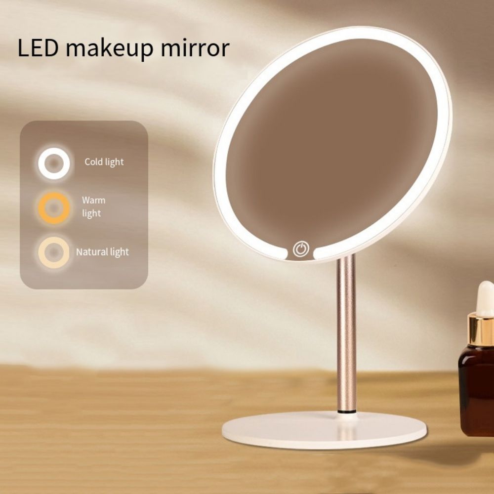 Adjustable LED Makeup Mirror 3 Color Lights Rotation Vanity Mirror with Lights Dimmable High-Definition