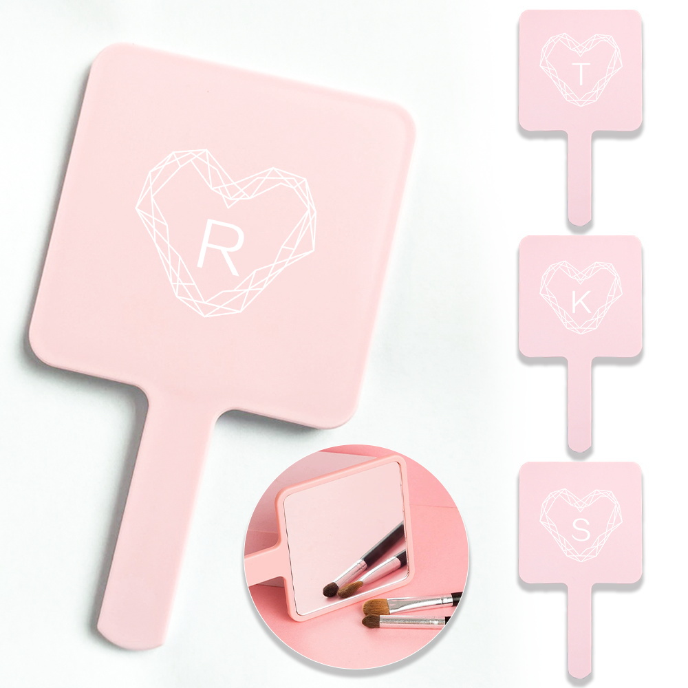 1pc Portable Square Handheld Cosmetic Mirror Travel Journeys Home Ideal For Quick Makeup Fixes Initial Name 26 Letters Pattern