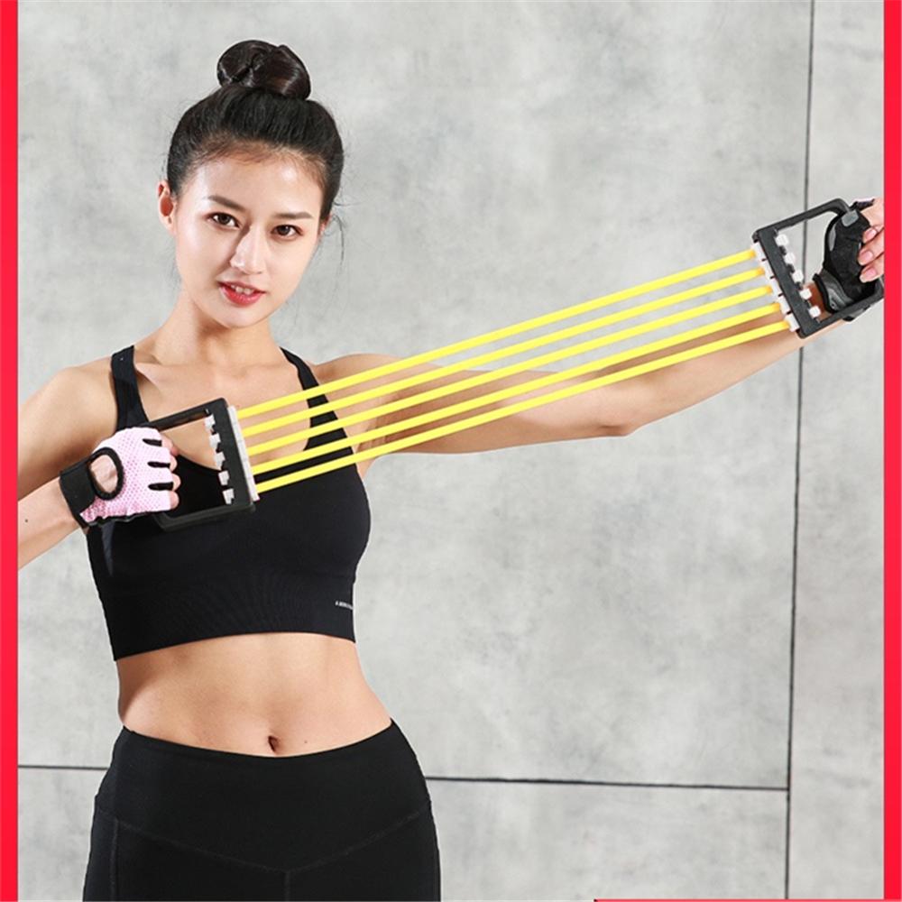 Latex Resistance Band, Detachable 5 Tubes Chest Expand Trainer, Arm Strength Puller, for  Gym Fitness Workout Muscle Exercise
