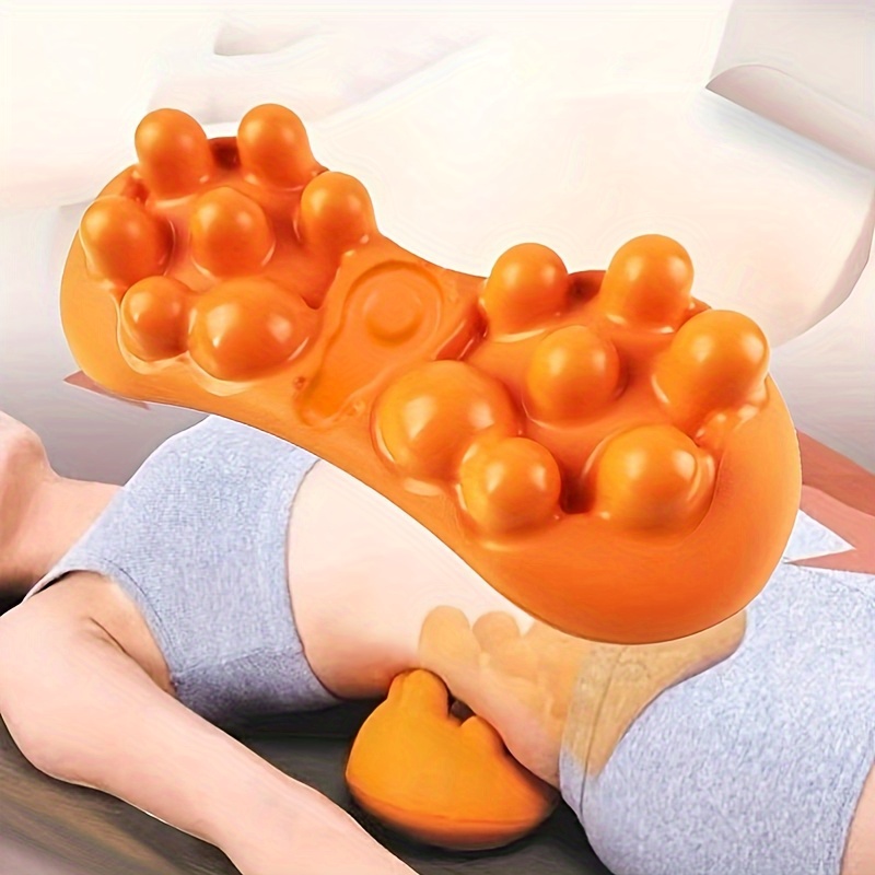 Silicone Spine and Lumbar Massager - Neck, Shoulder, Waist, and Back Pressure Point Massage and Stretching Tool, Whole Body Use,