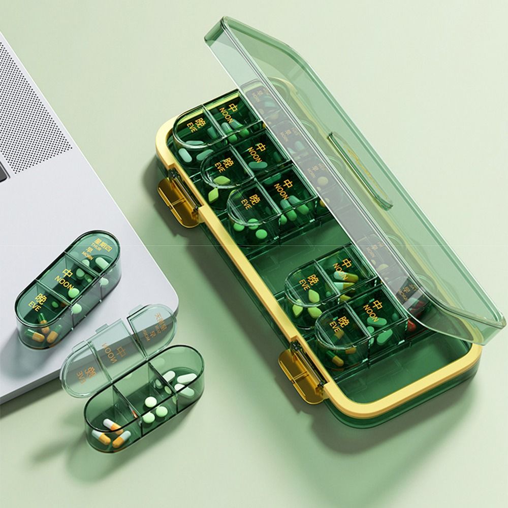 Portable Weekly Pill Case Visual Sealed 3 Times A Day Pill Box Large Capacity 21 Compartments Travel Medicine Container Vitamin