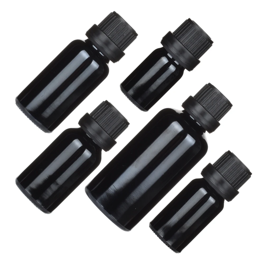 Essential Oil Glass Bottle PlasticCover for Perfume Liquid Cosmetics Oils Cosmetics Packaging Black Essential Oil DropperBottles