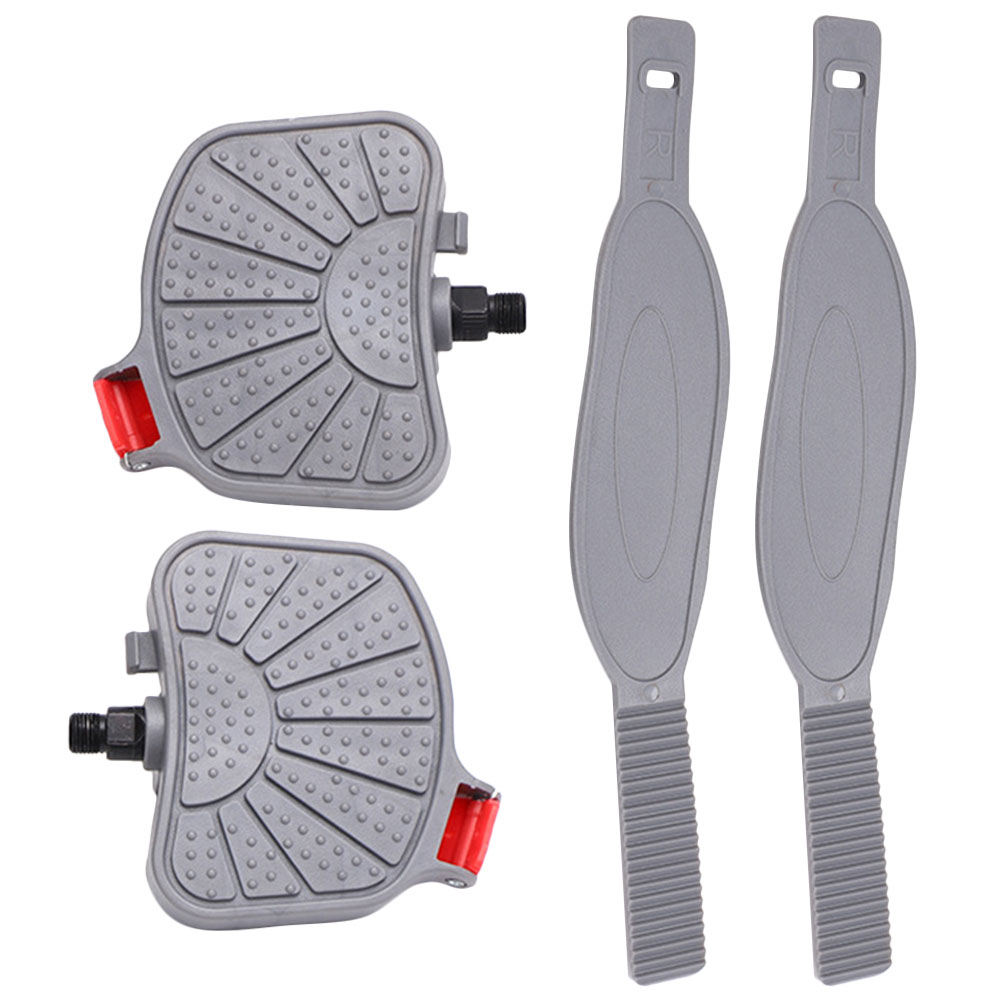 1 set Foot Strap Pedals Fitness Exercise Bike Accessories Anti Plastic Cycle Pedals Flat Lasting for Gym