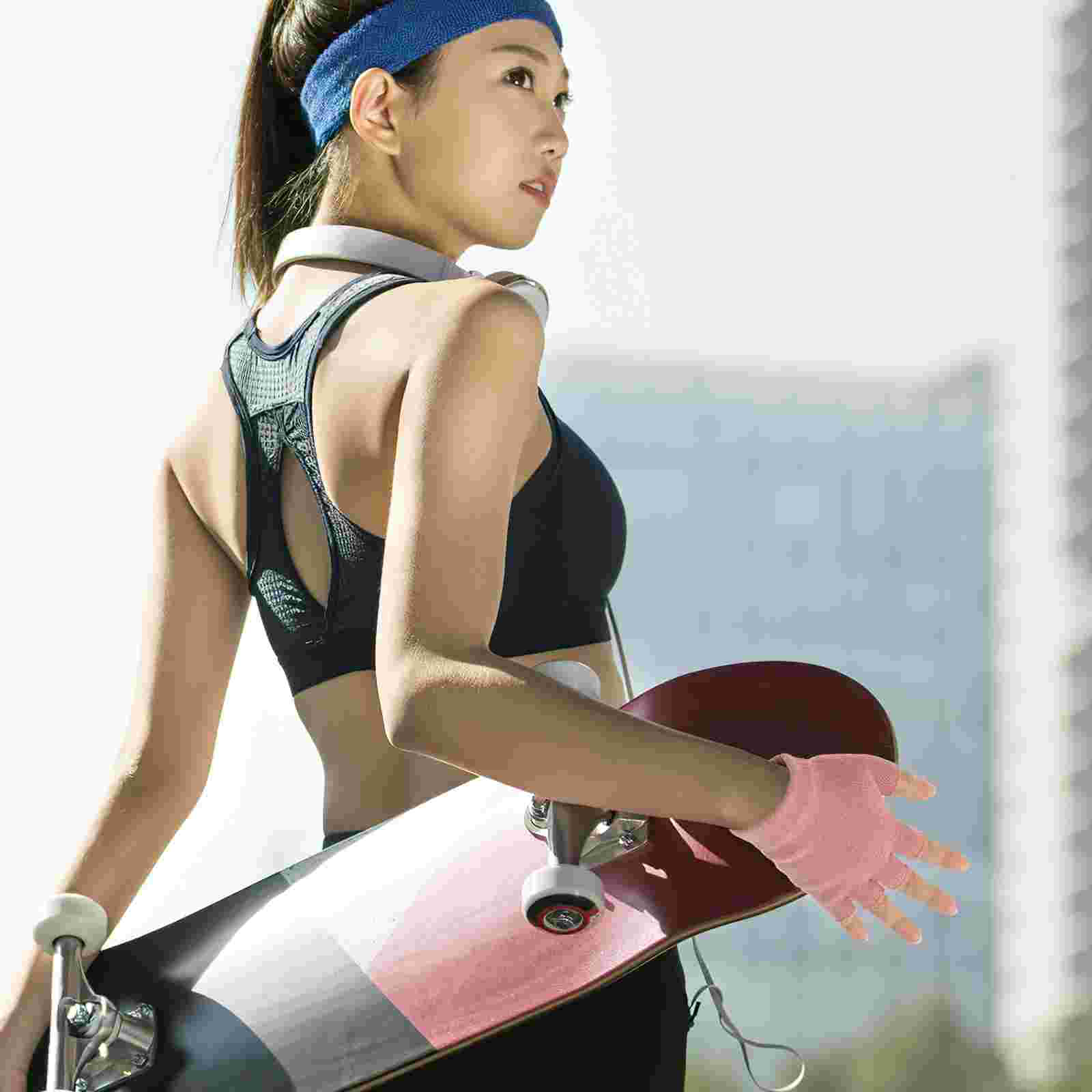 1 Pair Non-slip Half Finger Knit Gloves Exercise Yoga Accessories Workout Gloves Yoga Gloves for Fitness (Pink)