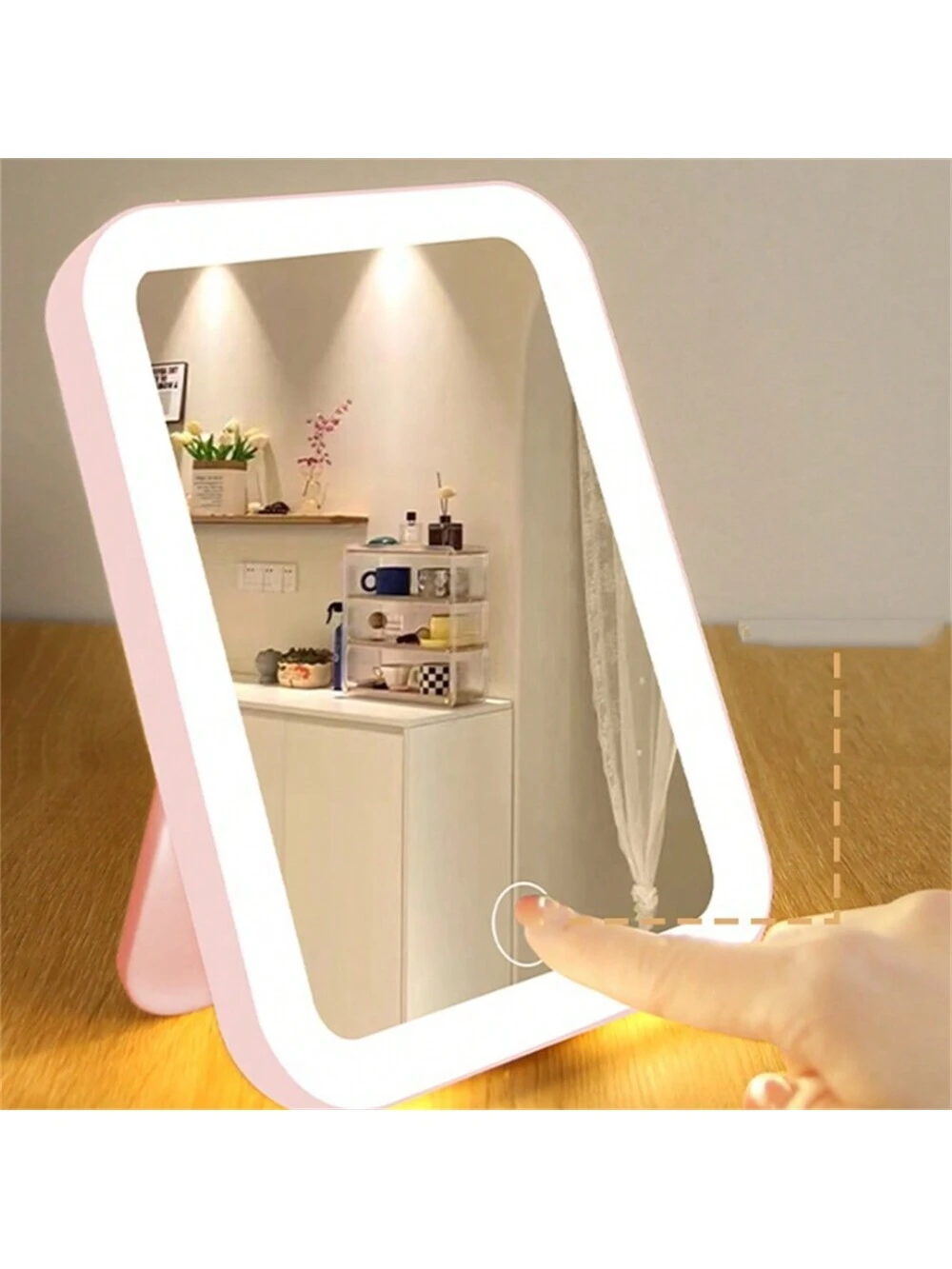 1PC LED Makeup Mirror Touch Screen 3 Light Portable Vertical Folding Makeup Mirror, Dormitory Makeup Mirror, Mirror Makeup Mirro