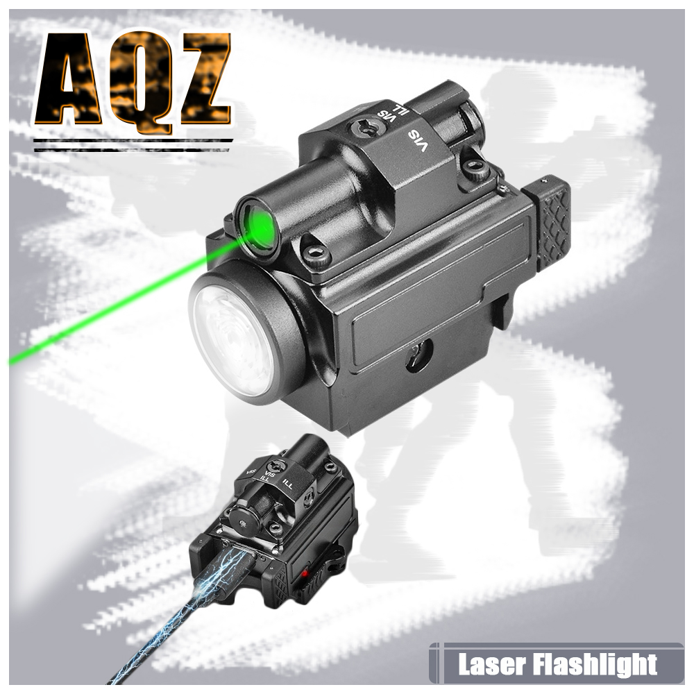 Laser Gun Sight USB Rechargeable weaponlight, rechargeable pistol flashlight with laser light, Quick Rail Release Mount
