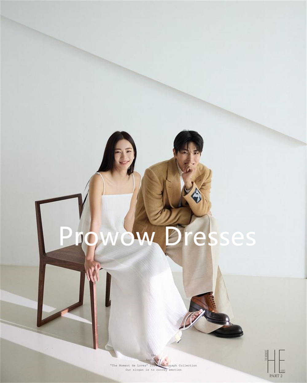 Prowow Simple Ivory A Line Wedding Dress Korea Photoshoot Spaghetti Straps Bridal Gown Pleats Organza Floor Length Customized