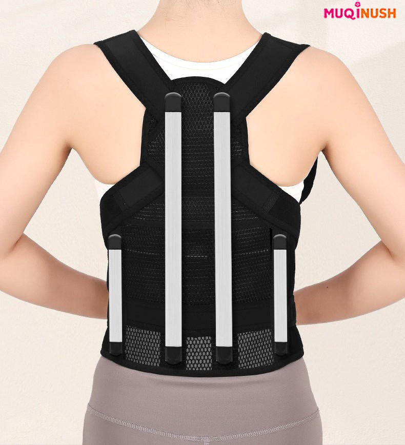 1 Pic Shoulder Brace Posture Corrector, Pain Relief, Adjustable Full Back Support, for Scoliosis Hunchback Hump Black Pink Gery