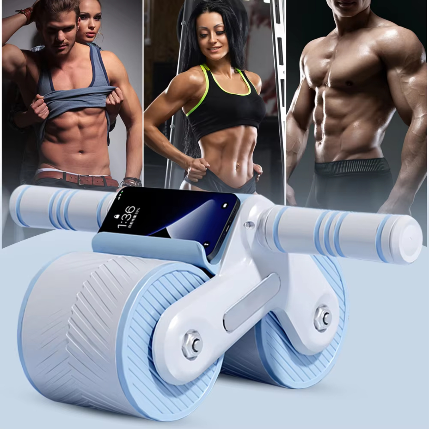 Abdominal Wheel Exerciser Dual Wheel Design Slider Abdominal Workout Wheel Automatic Rebound Antislip  Gym Fitness Equipment