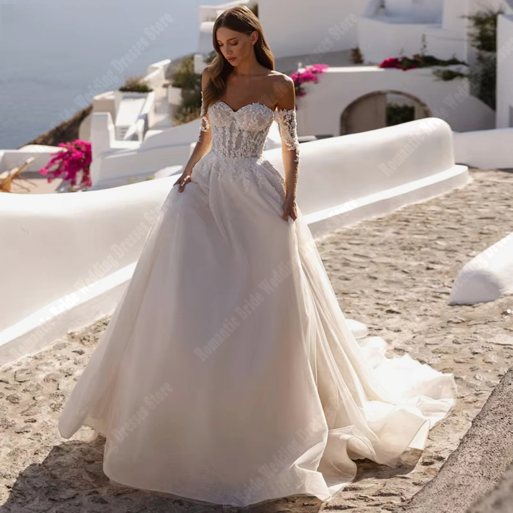 Off The Shoulder Women Wedding Dresses Sweetheart Collar A-Line Bridal Gowns Engagement Banquet Princess Vestidos De Novias 2025