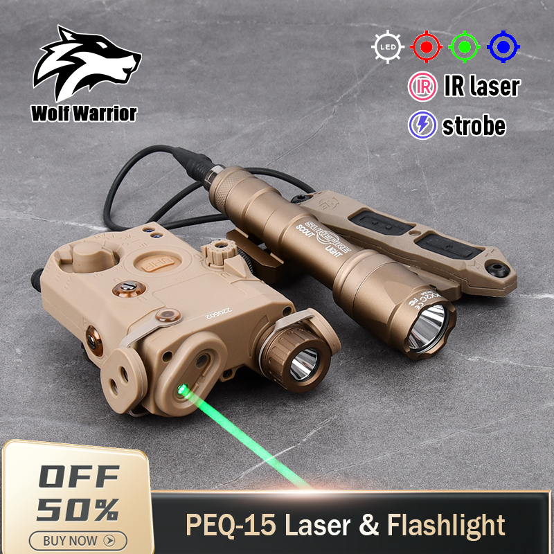 Tactic PEQ-15 Red Green Blue Laser M300A/M600C Flashlight Indicator Weapon Hunting Scout Strobe Sight Fit 20mm Rail ﻿