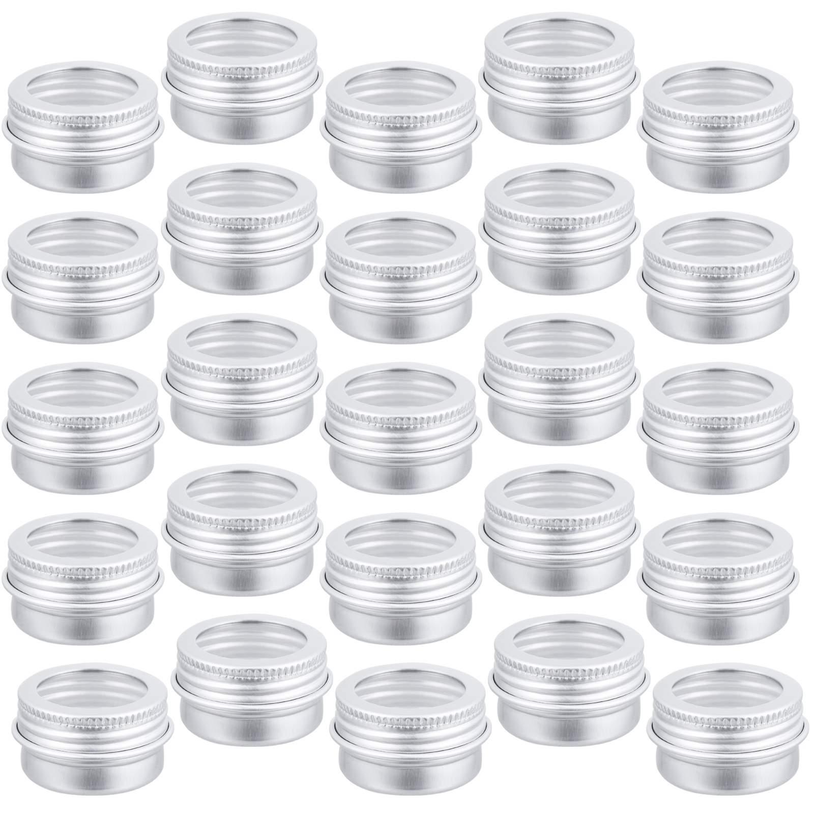 15 Pcs Aluminum Box 5ml Clear Top Airtight Travel Containers for Ointment Cream Mini Aluminium Storage Jars