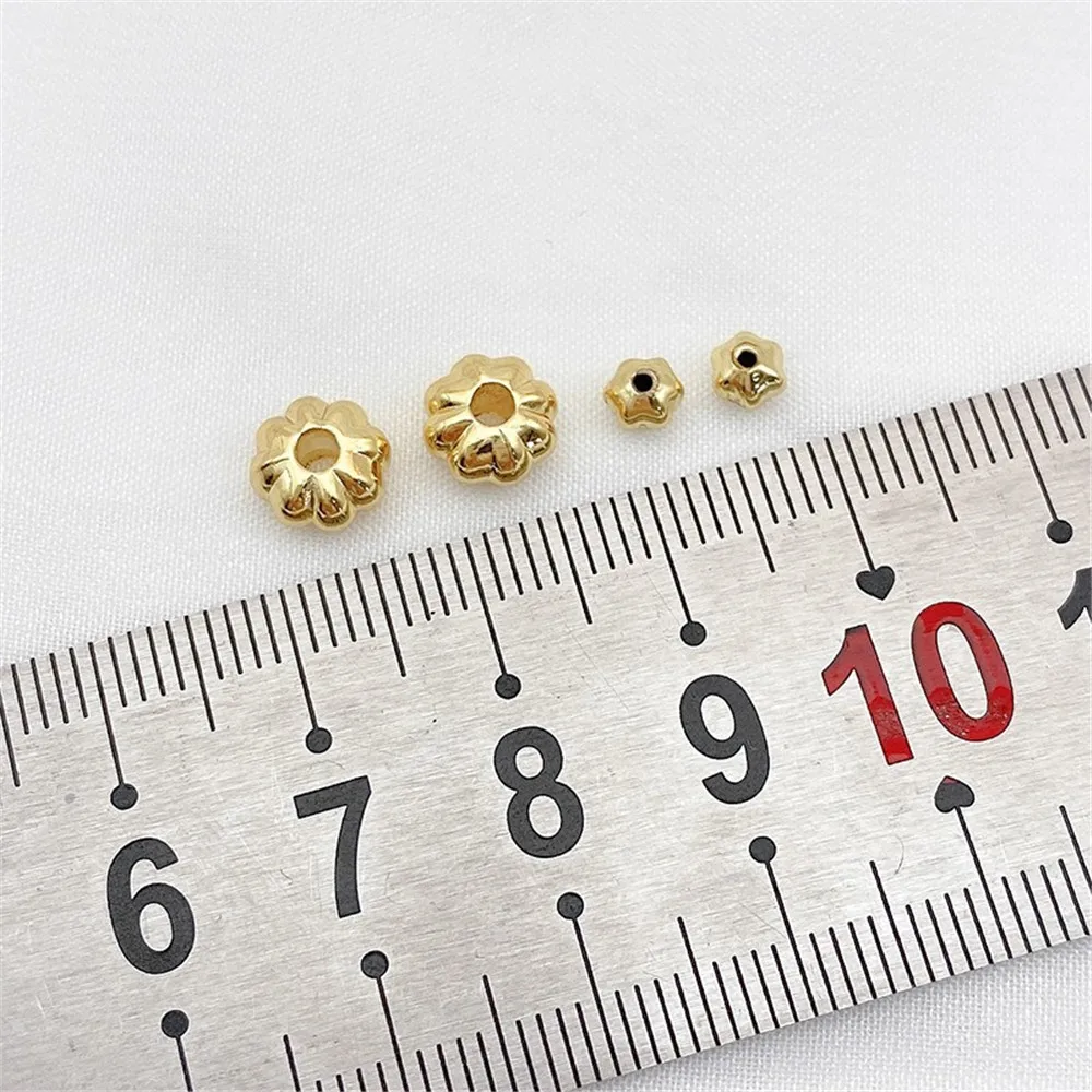 18K Package Gold Color Wheel Flower Spacer Bead UFO Bead Spacer Handmade DIY Bead Holder Bracelet Necklace Loose Bead Accessorie