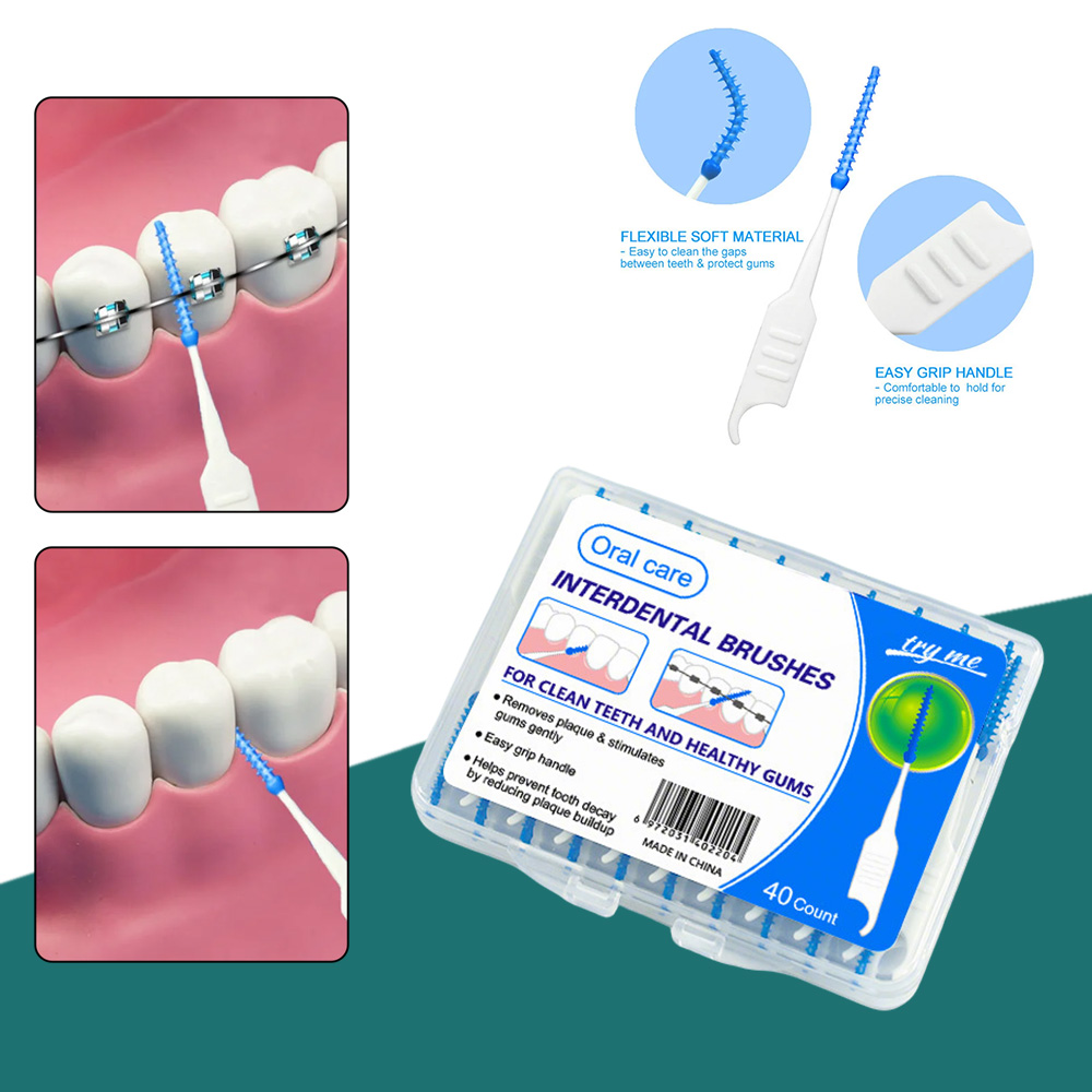 Silicone Interdental Brushes 150 40pcs Dental Floss Picks Teeth Cleaner for Plaque Removal Between Teeth Oral Hygiene Tools