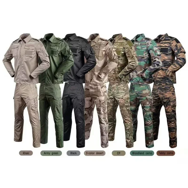 Tactical BDU Shirt Pants Set Camo Uniform Outdoor Training Hiking Hunting Clothes Airsoft Sniper Clothing Combat Ghillie Suit