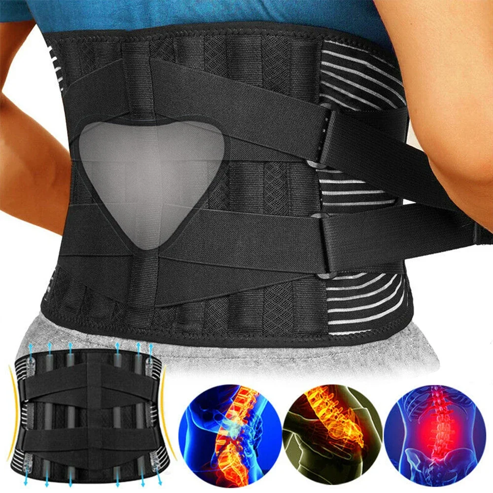 Black Adjustable Lumbar Support Belt Double Pull Back Waist Orthopedic Corset Decompression back Pain Relief Tighten Abdomen