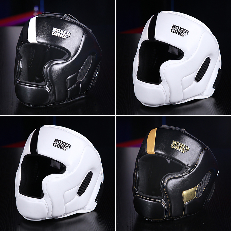Professional Boxing Protective Helmet Taekwondo Muay Thai Training Head Full Cover PU Headgear Adult Children Boxing Equipment