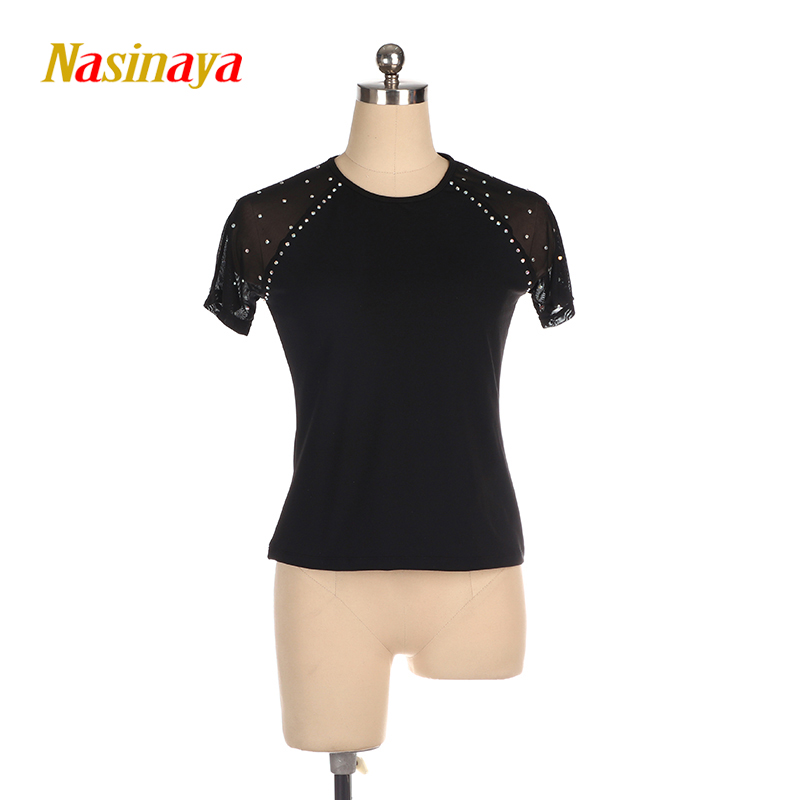 Custom Figure Skating Girl T-Shirt Women'S Top Adult Training Competition Skating Gymnastics Short Sleeve Mesh