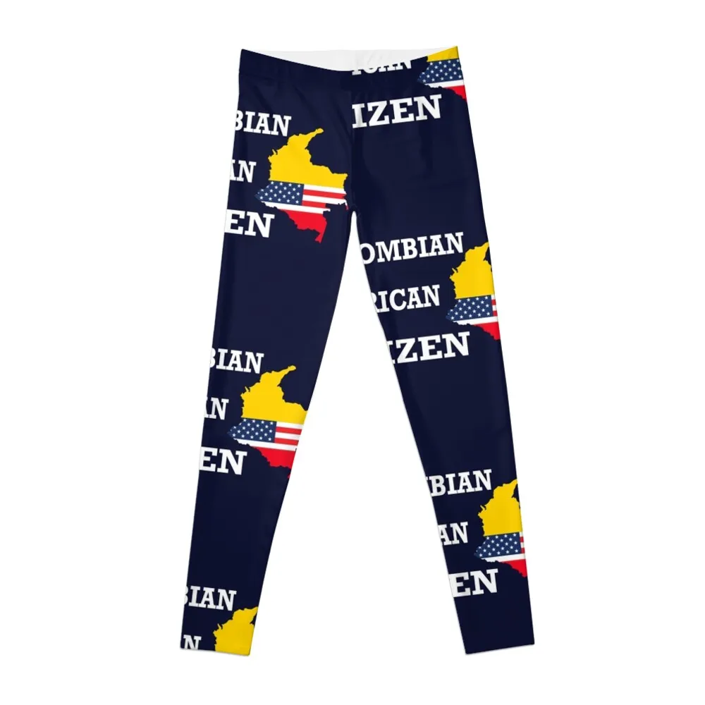 Citizenship gift US Colombian flag Naturalization citizen present Leggings gym wear exercise clothing for Womens Leggings