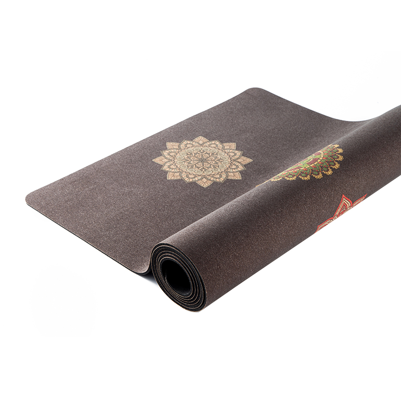 Tropical Black Digital Print Seven Chakras Exercise Mat Eco-Friend Natural Rubber Cork Yoga Mat