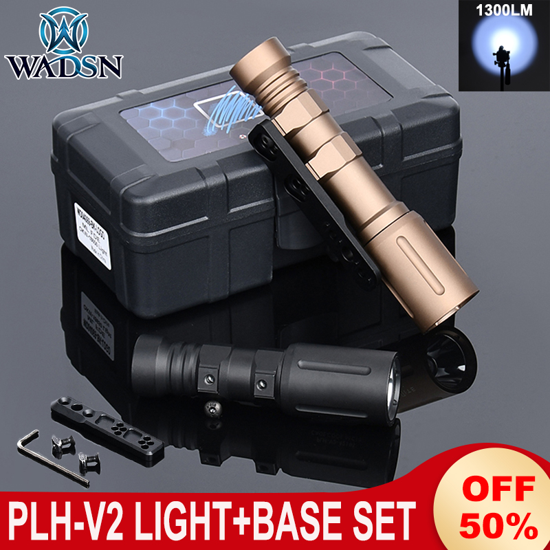 WADSN PLH-V2 Flashlight Metal White LED Plhv2 Spotlight Mount 1300Lumens Outdoor Hunting Scout Light Base Fit Mlok Keymod