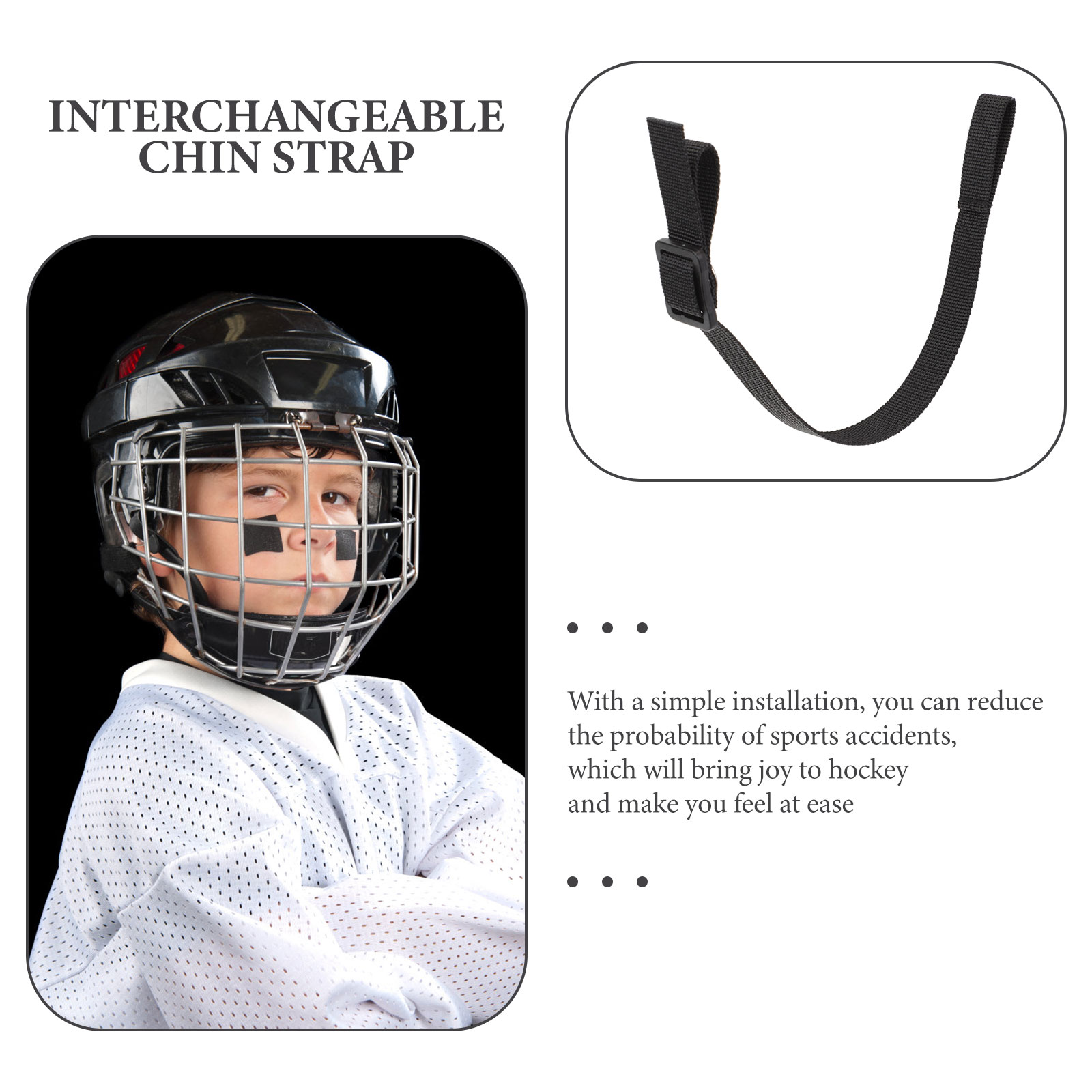 Hockey Accessories Durable Polyester Chin Straps Elastic Black Replacement Adjustable Fit Most Practical Sports Safety