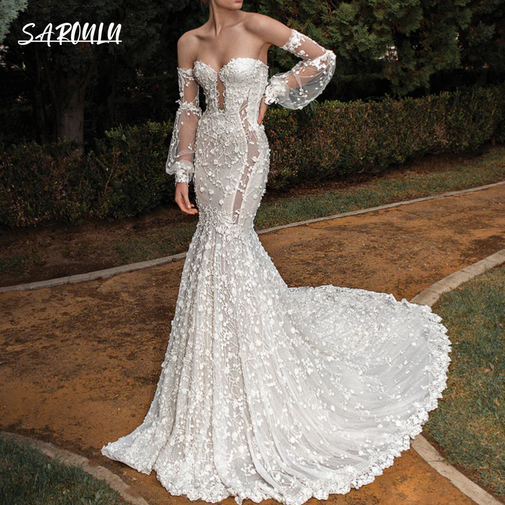 Sweetheart Mermaid Long Wedding Dress, Customized Lace Fir and Flare Bride Dresses, Illusion Cus-Out Sexy Bridal Gown