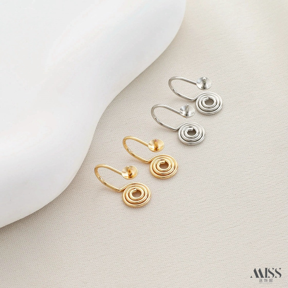 14K Bag Gold Bead Holder Mosquito Coil Without Ear Hole Ear Clip DIY Handmade Pearl Earrings Ear Accessories Material