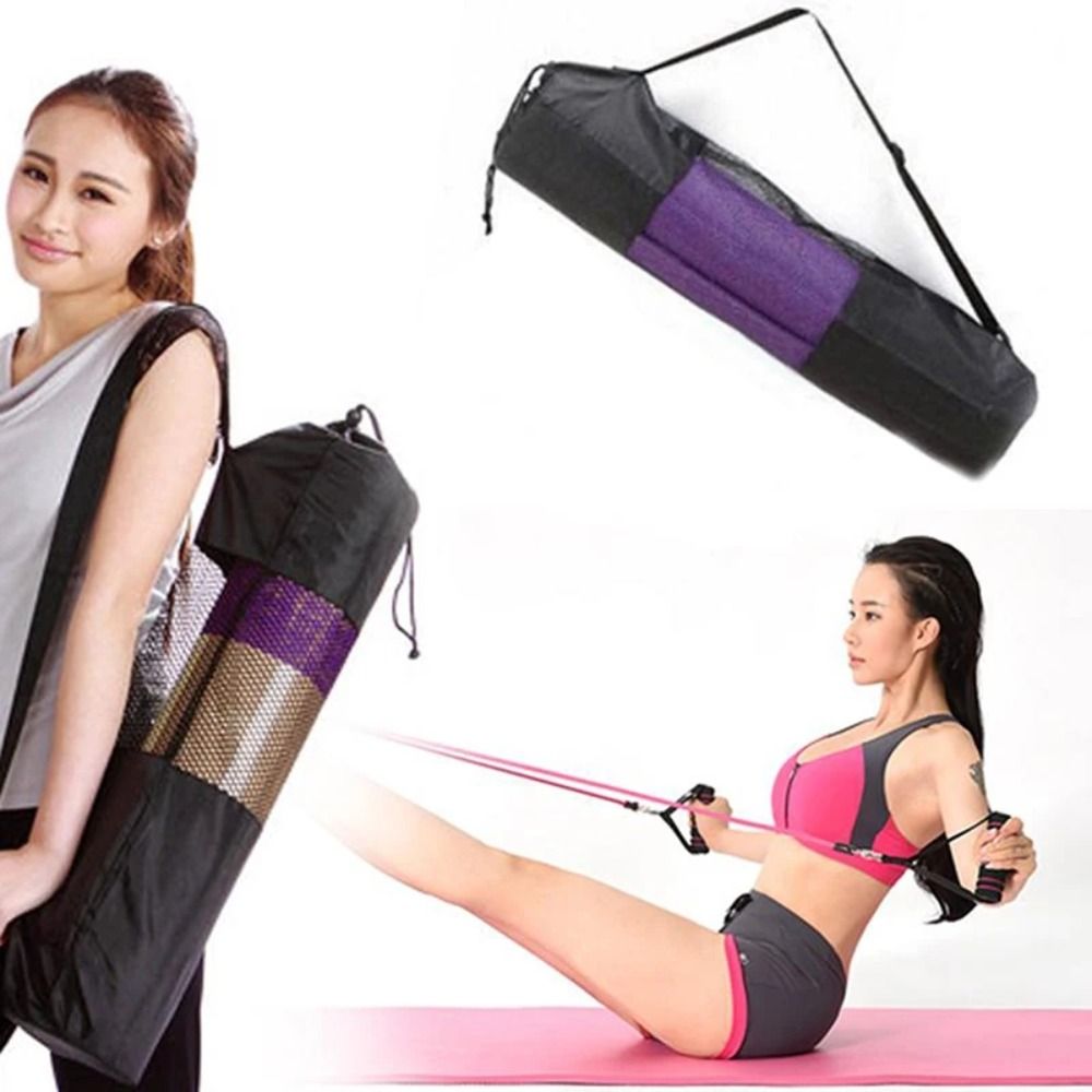 Stretching Abdominal Muscles Yoga Mat Bag Mesh Breathable Yoga Mat Pack Organizer Adjustable Strap Yoga Sports Bag