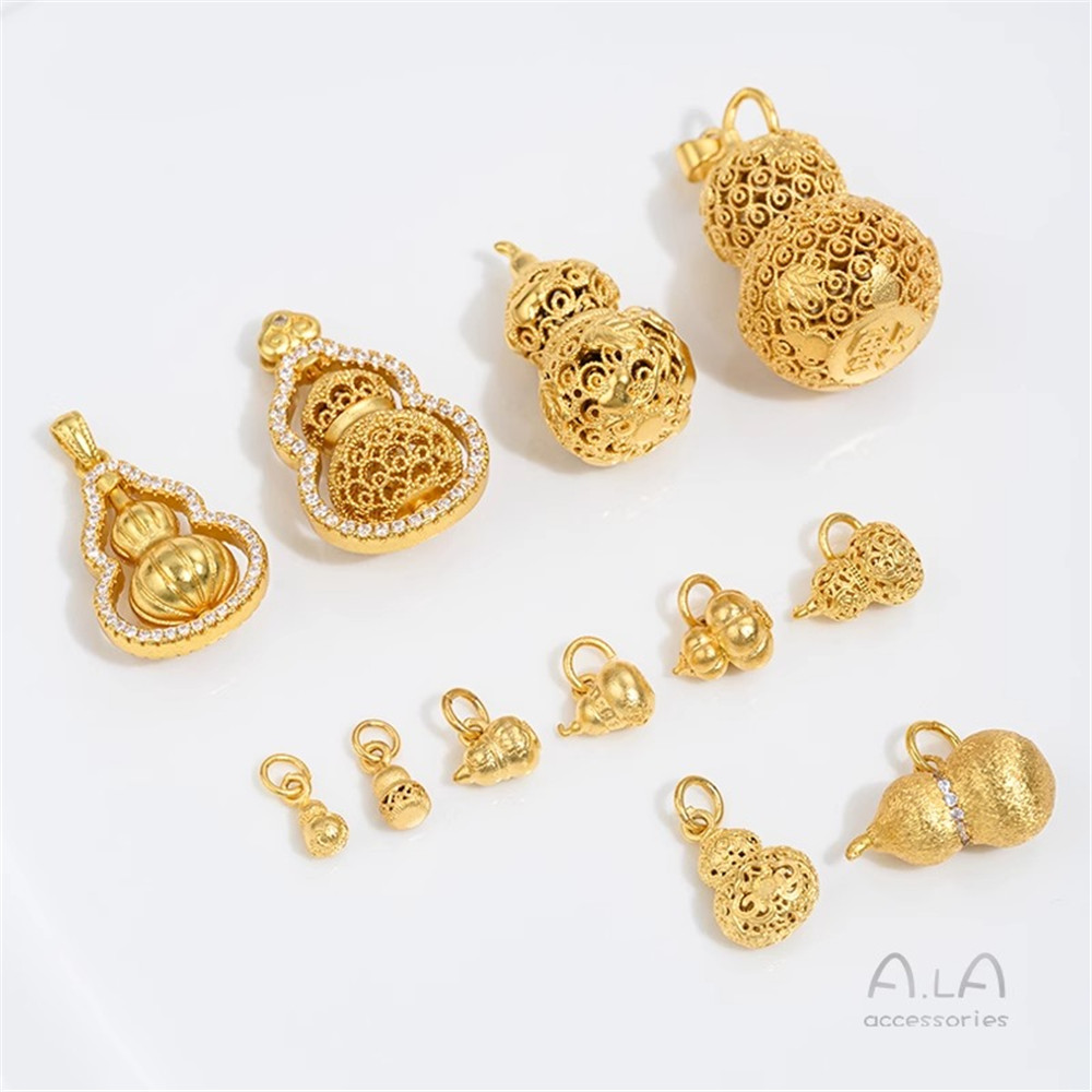 Vietnamese Sand Gold with Diamonds Rotatable Gourd Pendant Necklace Pendant Ancient Gold Jewelry Accessories